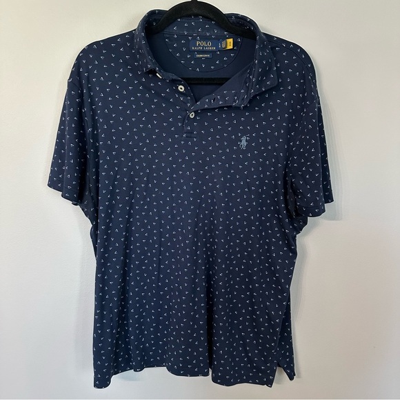 Polo Ralph Lauren Men’s Short Sleeve Custom Slim Fit Navy Polo Sz L GUC - Picture 2 of 6